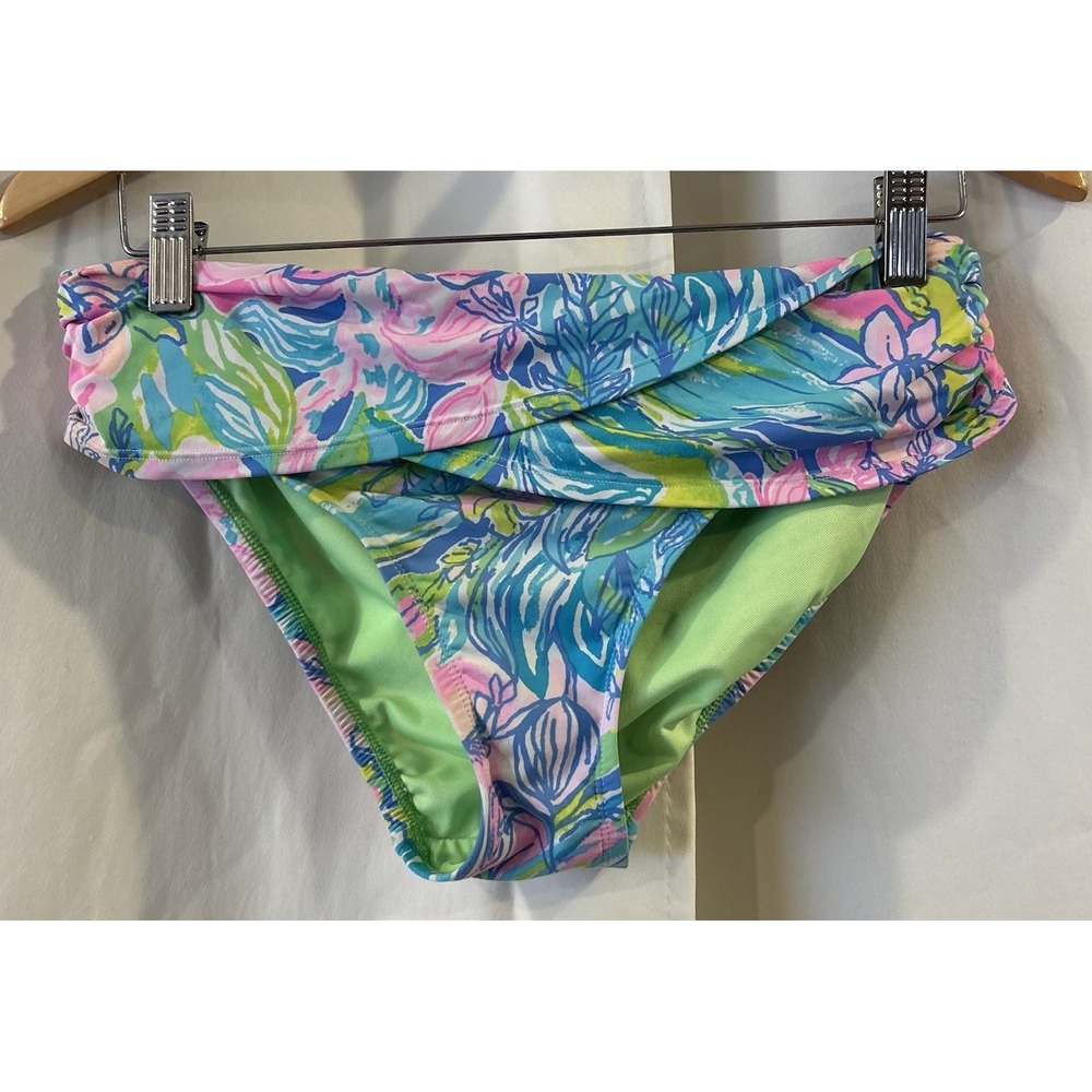 Lilly Pulitzer Women's Blue Banded Hipster Bikini Bottom Size 6
